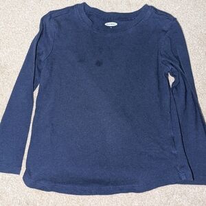 100% Cotton Old Navy Boys/Girls Navy Blue Long-Sleeve Crew Tee
